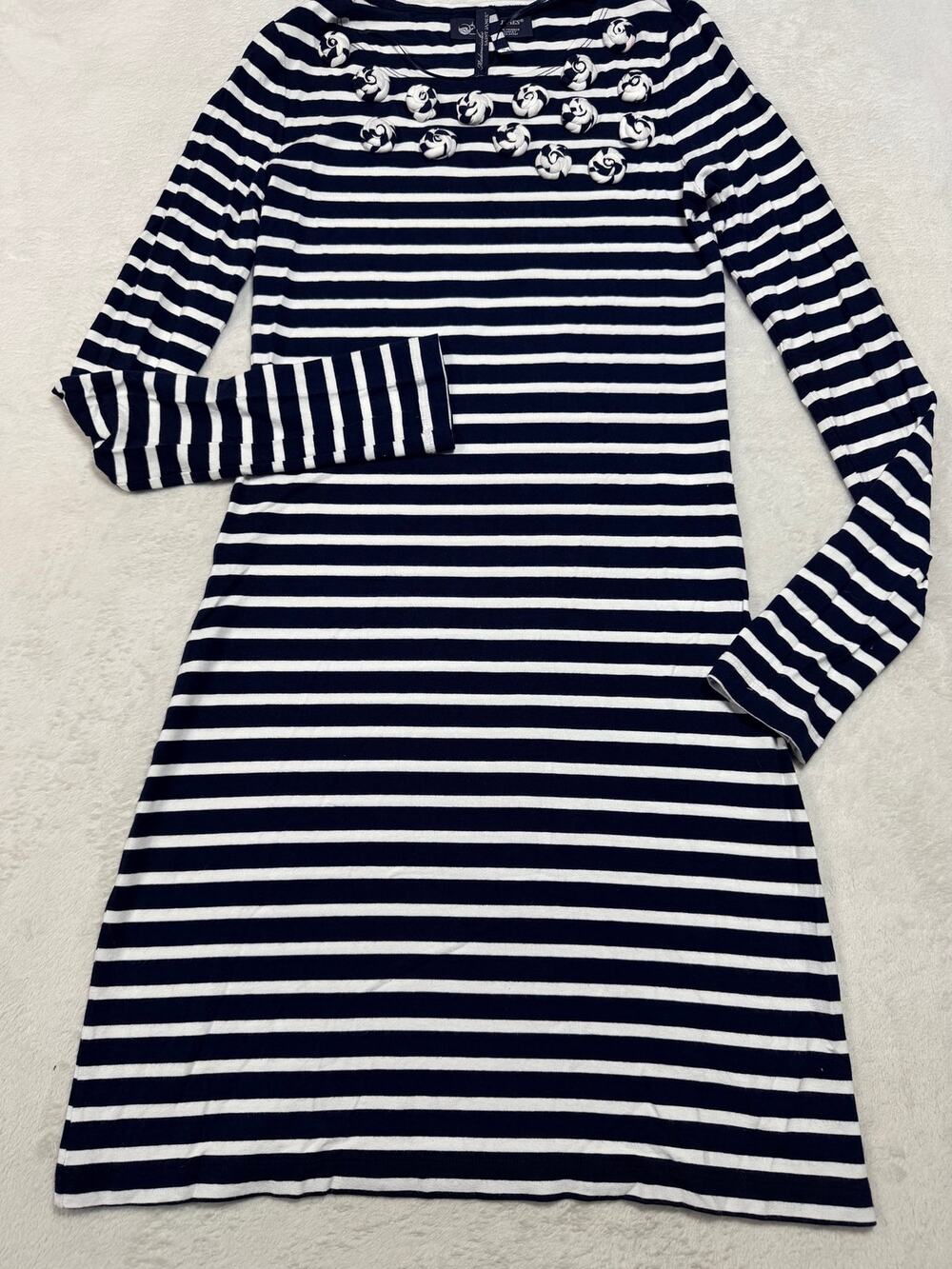 Saint James 100% Natural Cotton Galathee Striped Dress Size 36 US 6 Marine Ecru